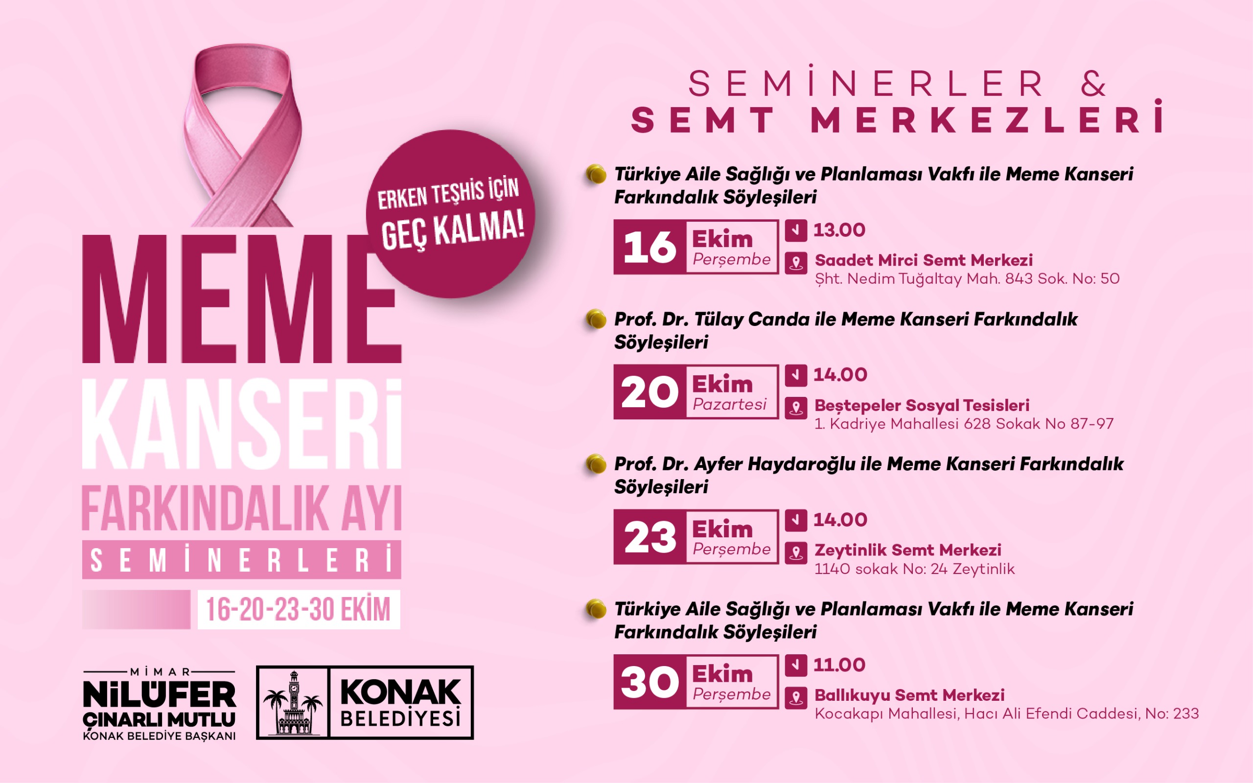 Meme Kanseri Farkındalık Ayı Seminerleri